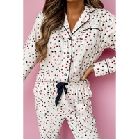 White Contrast Pipping Star Long Sleeve and Pants Pajamas Set - XL thumbnail