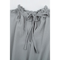 Gray V Neck Long Sleeve Ruffle Tiered Mini Dress - L thumbnail
