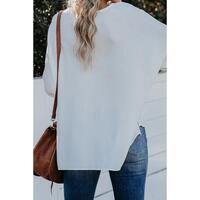 Azura Exchange V Neck 3/4 Sleeve High Low Hem Shirt - S thumbnail