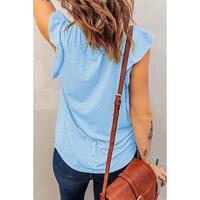 Azura Exchange Solid V Neck Butterfly Sleeve Tee - S thumbnail