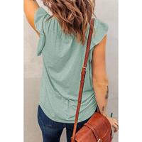 Azura Exchange Solid V Neck Butterfly Sleeve Blouse - M thumbnail