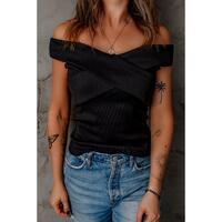 Azura Exchange Criss Cross Off Shoulder Ribbed Top - XL thumbnail