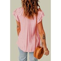 Azura Exchange Tiered Ruffled Drawstring V Neck Top - M thumbnail