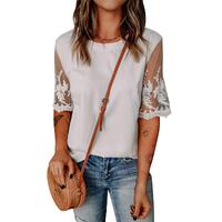 Azura Exchange Lace Sleeve Patchwork Top - L thumbnail