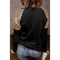 Azura Exchange Sequin Patchwork Plaid Leopard Long Sleeve Top - S thumbnail