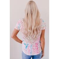 Azura Exchange Leopard V Neck Short Sleeve Top - L thumbnail