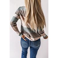 Azura Exchange Ribbed Color Block Long Sleeve Top with Pocket - S thumbnail