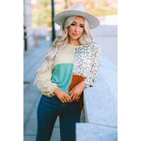 Azura Exchange Color Block Ribbed Long Sleeve Top - XL thumbnail