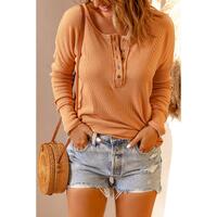 Azura Exchange Waffle Knit Henley Top - L thumbnail