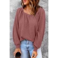 Azura Exchange Puff Sleeve Waffle Knit Top - M thumbnail