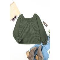 Azura Exchange Puff Sleeve Waffle Knit Top - 2XL thumbnail
