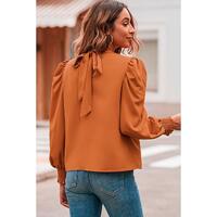 Azura Exchange Long Sleeve Mock Neck Chiffon Blouse - XL thumbnail