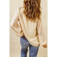Azura Exchange Leopard Mesh Bubble Sleeve Blouse - L thumbnail