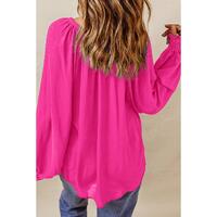 Azura Exchange Pleated V Neck Puffy Sleeve Blouse - S thumbnail