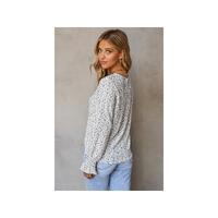 Azura Exchange Floral Printed Crinkled Ruffled Bubble Sleeve Blouse - M thumbnail