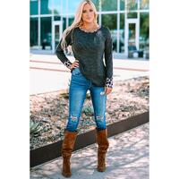 Azura Exchange Leopard Contrast Trim Knit Top - M thumbnail