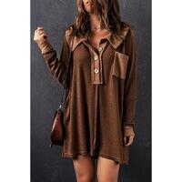 Azura Exchange Buttoned Waffle Knit Long Sleeve Top - S thumbnail