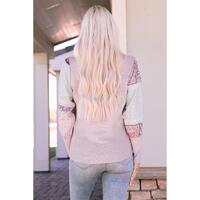 Azura Exchange Tribal Pattern Patchwork Waffle Knit Top - L thumbnail