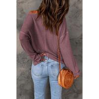 Azura Exchange Loose Waffle Knit Long Sleeve Top - XL thumbnail