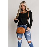 Azura Exchange Lace Crochet V Neck Top - M thumbnail
