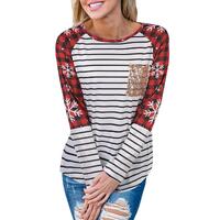 Azura Exchange Christmas Striped Patchwork Long Sleeve Top - S thumbnail