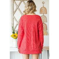 Azura Exchange Waffle Knit Side Slit Pullover - M thumbnail