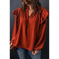 Azura Exchange Pleated V Neck Blouse - L thumbnail