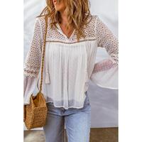 Azura Exchange Hollow Out Swiss Dot Blouse - M thumbnail