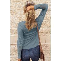 Azura Exchange Lace Hem Sleeve Button Top - XL thumbnail
