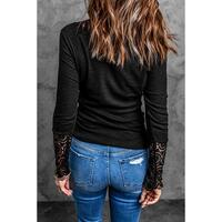Azura Exchange Lace Hem Sleeve Button Top - XL thumbnail