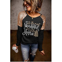 Azura Exchange Christmas Season Graphic Sequin Shoulder Top - S thumbnail