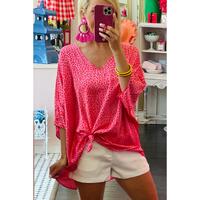 Azura Exchange Leopard Print Oversized V Neck Top - M thumbnail
