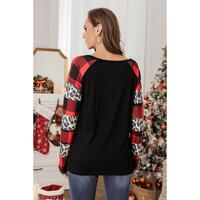 Azura Exchange Plaid Leopard Patchwork Long Sleeve Top - S thumbnail