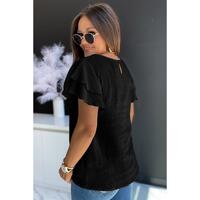 Azura Exchange Tiered Ruffled Short Sleeve Blouse - M thumbnail