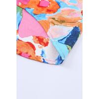 Azura Exchange Abstract Print V Neck Flutter Sleeve Blouse - M thumbnail