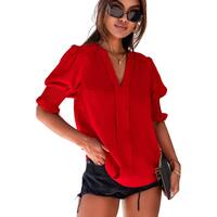Azura Exchange Half Sleeve V Neck Blouse - M thumbnail