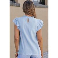 Azura Exchange Frilled Neck Textured Blouse - S thumbnail