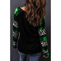 Azura Exchange Lucky Clover Glitter Pattern Leopard Plaid Top - M thumbnail