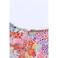 Azura Exchange Floral Pattern Bubble Sleeve Blouse - M thumbnail