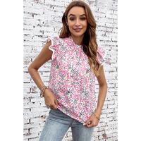 Azura Exchange High Neck Flutter Sleeves Top - M thumbnail