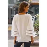 White Flare Sleeve V Neck Loose Blouse - 2XL thumbnail