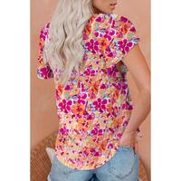 Azura Exchange Floral Print Top with Flutter Sleeves - XL thumbnail