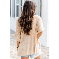 Azura Exchange Knitted Half Sleeve Top with Split Pocket - S thumbnail