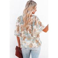 Azura Exchange Paisley Print Wide Sleeves Loose Blouse - S thumbnail
