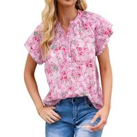 Azura Exchange Mandarin Collar Floral Top - L thumbnail