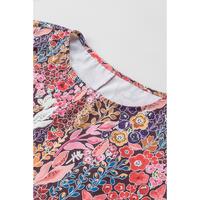 Azura Exchange Floral Print Shirred Sleeve Tunic Blouse - S thumbnail