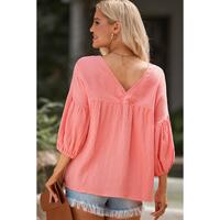 Azura Exchange V Neck Bracelet Sleeve Babydoll Blouse - XL thumbnail
