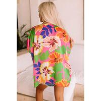 Azura Exchange Loose Fit Floral Print V Neck Tunic Blouse - XL thumbnail