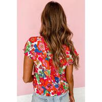 Azura Exchange Split Neck Floral Top - XL thumbnail