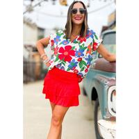 Azura Exchange V Neck Flower Print Blouse - M thumbnail